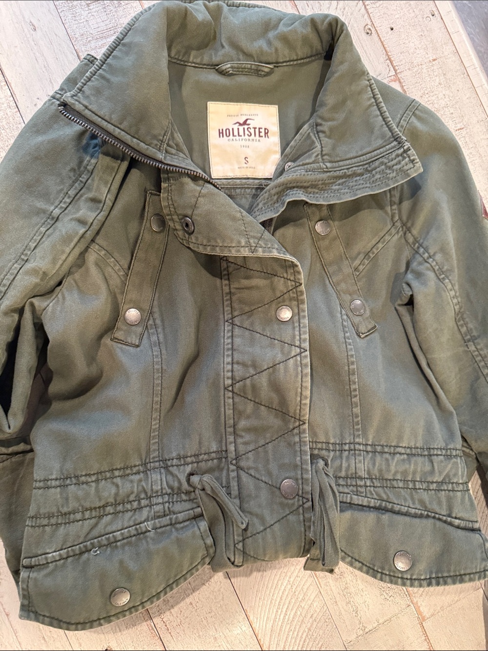 Hollister Olive Green Utility Jean Jacket for Kids